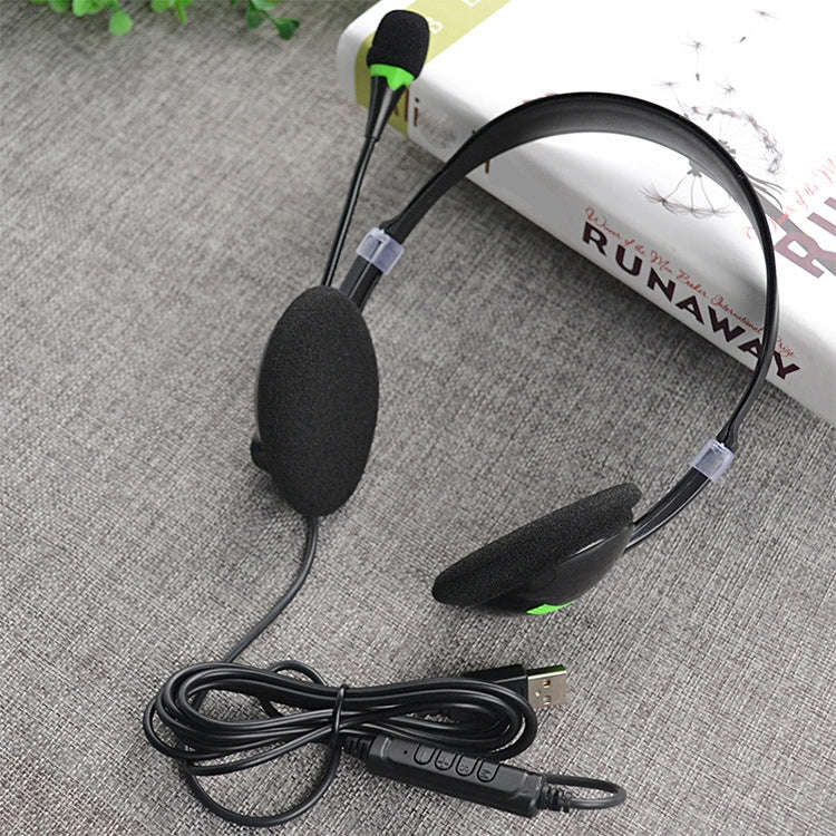 USB440 Universal USB Computer Cable Head Wearable Electricity Music Voice Headphones(Black Bare M...
