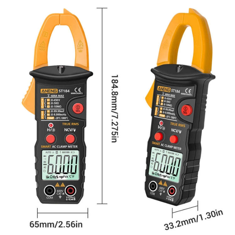 ANENG ST184 Automatically Identify Clamp-On Smart Digital Multimeter(Red)