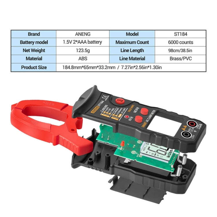 ANENG ST184 Automatically Identify Clamp-On Smart Digital Multimeter(Red)