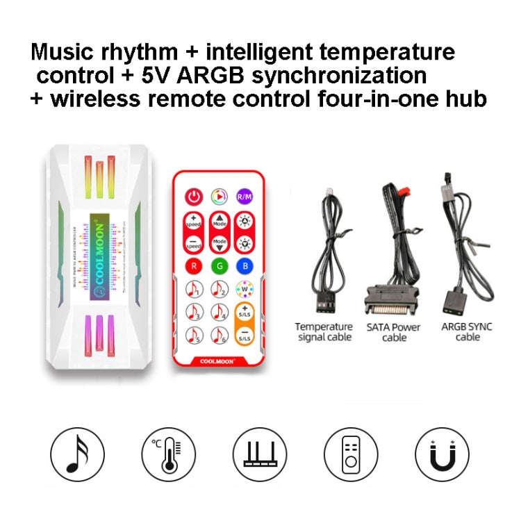 COOLMOON CM-MPAC PWM 5V ARGB Cooling Fan Remote Control For PC Case Chassis, Style: 4 in 1  (White)