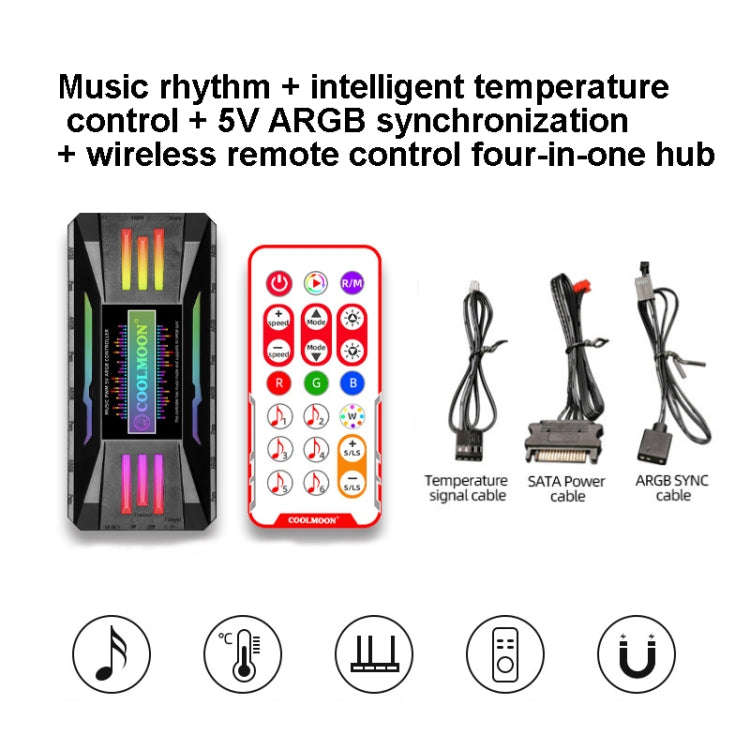 COOLMOON CM-MPAC PWM 5V ARGB Cooling Fan Remote Control For PC Case Chassis, Style: 4 in 1  (Black)