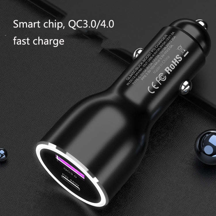 QL845C PD 45W USB-C / Type-C + QC 3.0 USB Car Charger(Black)