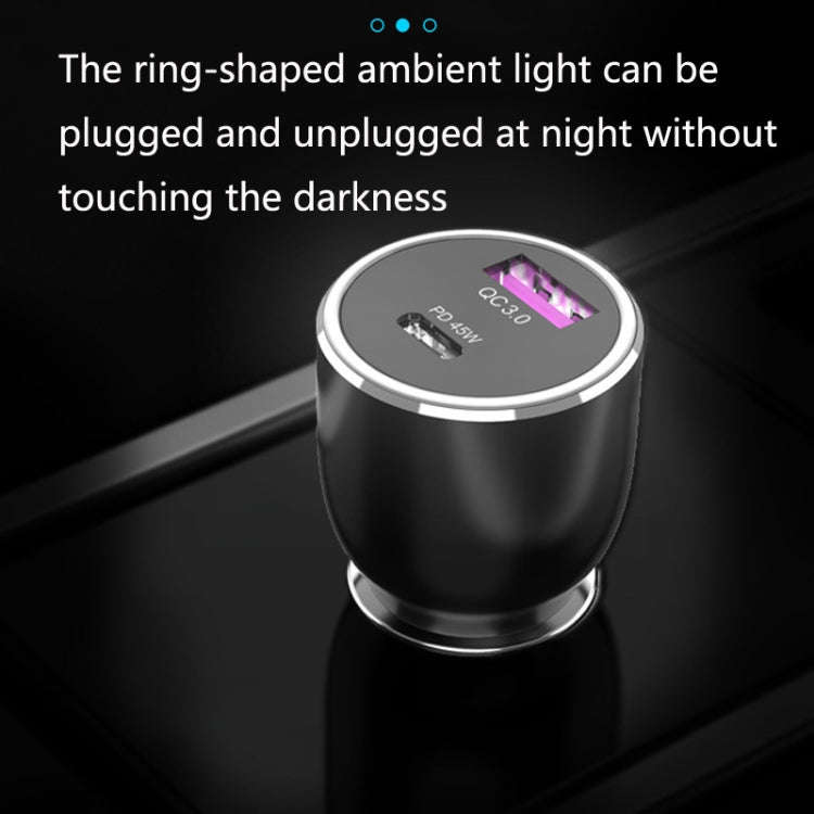 QL845C PD 45W USB-C / Type-C + QC 3.0 USB Car Charger(Black)