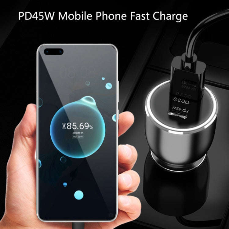 QL845C PD 45W USB-C / Type-C + QC 3.0 USB Car Charger(Black)