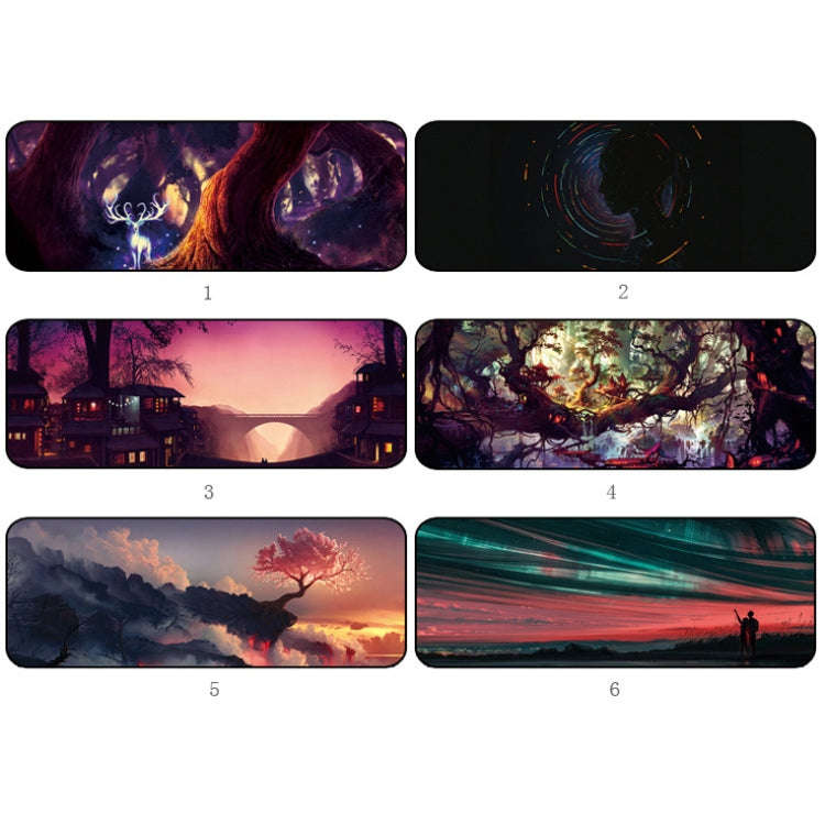 Hand-Painted Fantasy Pattern Mouse Pad, Size: 300 x 800 x 4mm Seaming(4 Tree Scenery)
