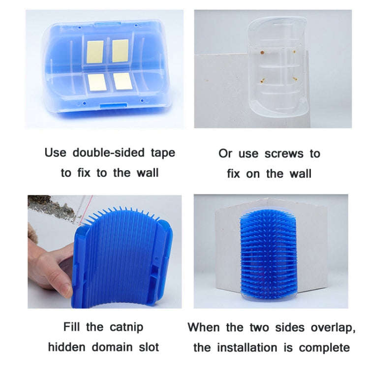Pet Cat Corner Rub Hair Massage Brush(Blue)