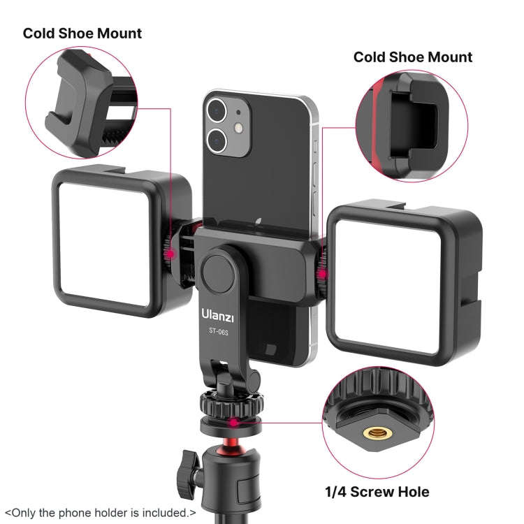 Ulanzi ST-06S Multi-Functional Phone Holder Clamp With Dual Cold Shoe Mounts