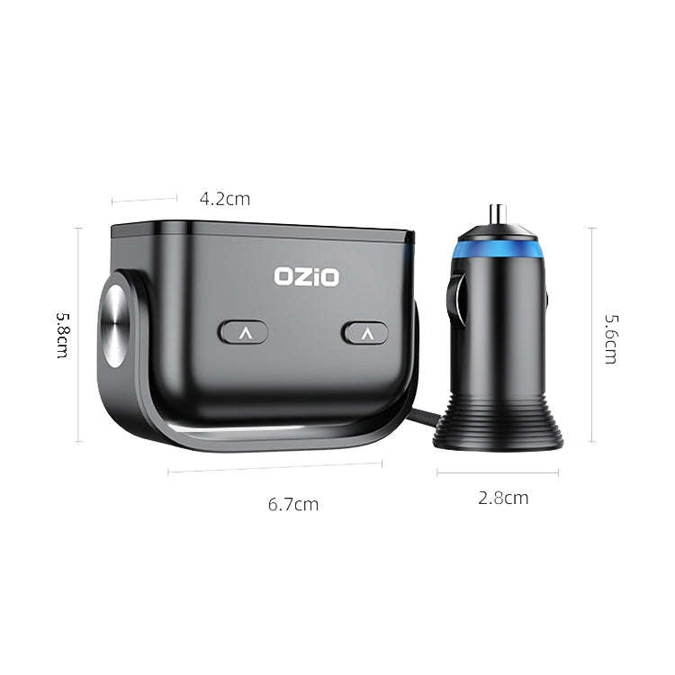 Ozio Car Charger Cigarette Lighter Conversion Plug, Model: Y48QA Black All Agreement Flash Charge
