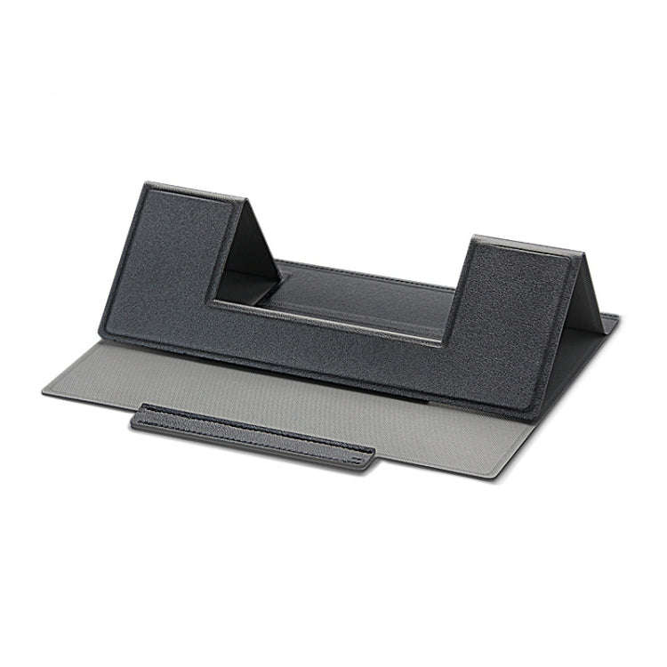 Laptop Leather Folding Stand Tablet Phone Holder(Black)