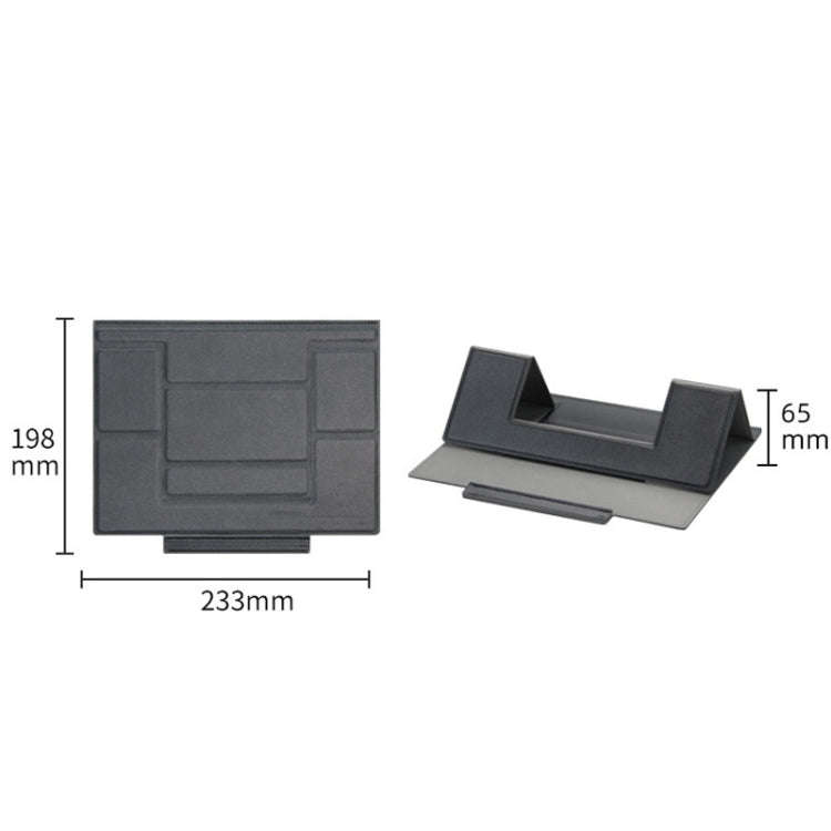 Laptop Leather Folding Stand Tablet Phone Holder(Blue)