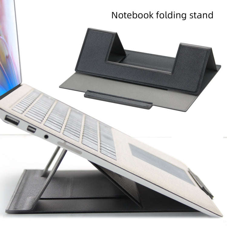 Laptop Leather Folding Stand Tablet Phone Holder(Blue)