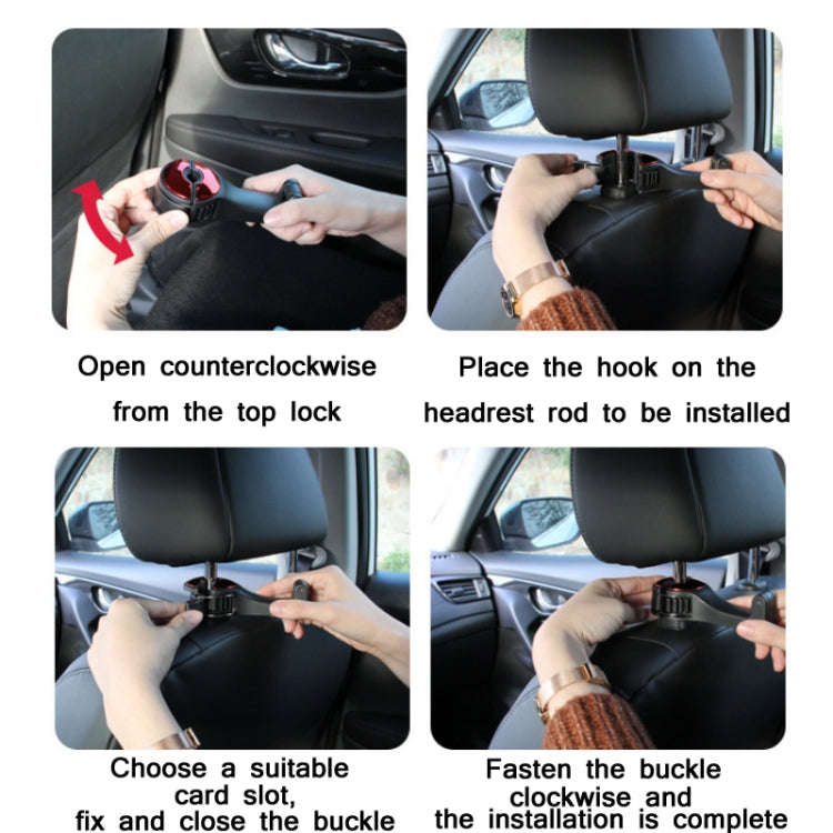 Car Multifunctional Rear Headrest Mobile Phone Hook(Second Generation Red)