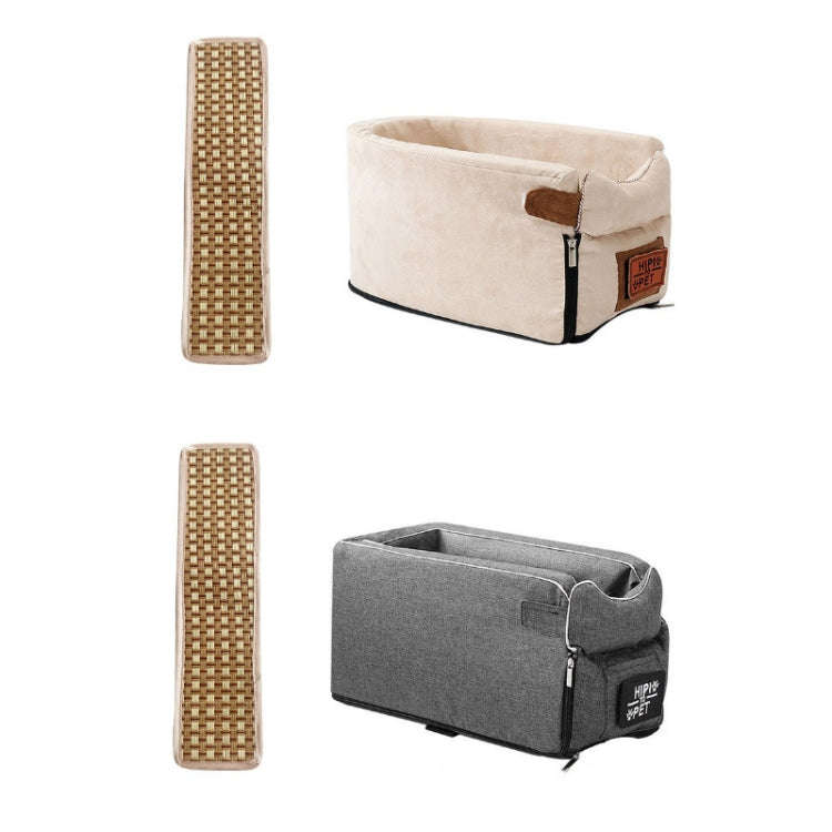 Car Central Control Seat Pet Portable Bed Pad, Colour: Oval Beige+Summer Mat(42x20x22cm)