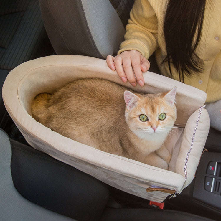 Car Central Control Seat Pet Portable Bed Pad, Colour: Oval Beige+Summer Mat(42x20x22cm)