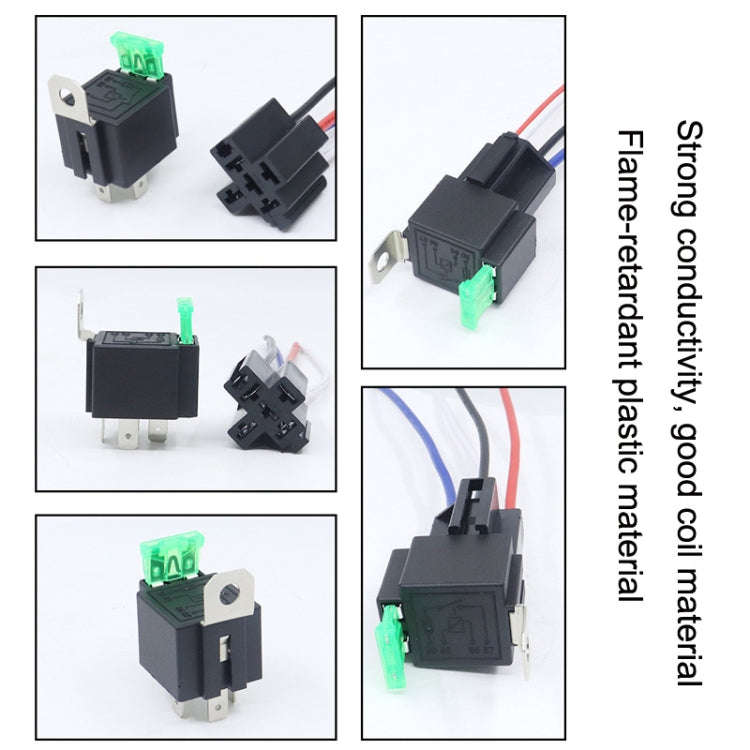 5 Sets JD2912 4 Pin Car Relay With Fuse, Rated voltage: 12V