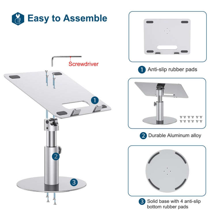 Z30 360 Rotating Lifting Aluminum Alloy Laptop Bracket(Silver)