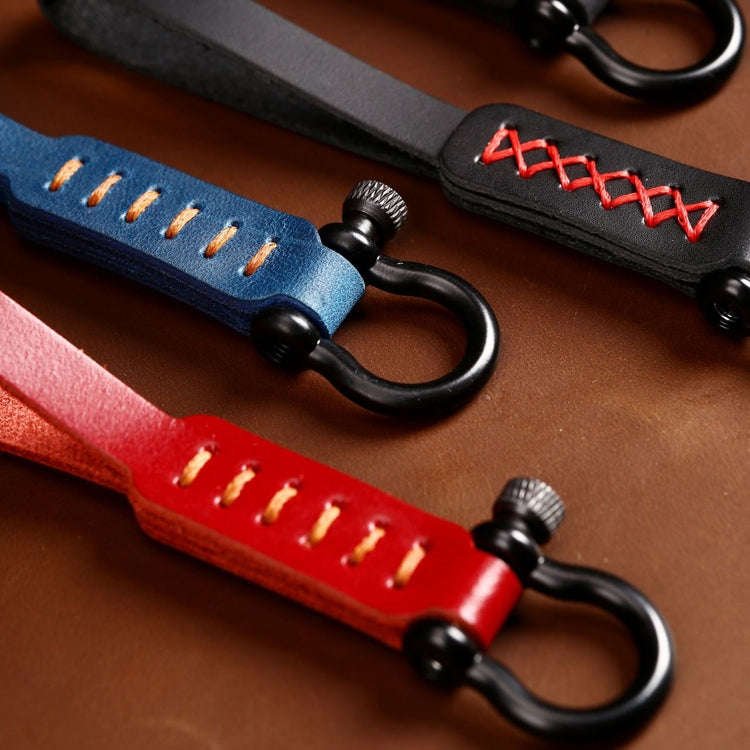 A001 Car Keychain Leather Long Key Rope(Crazy Horse Blue)