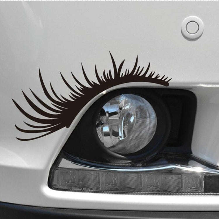 1pair Car Big Lamp Eyebrow Sticker Sexy Eye Eyelash Car Sticker(Black)