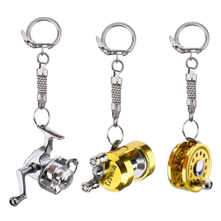 Metal Fishing Wheel Decoration Pendant Mini Wheel Fish Key Chain, Color: A