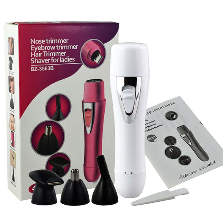 BZ-3563B 4 In 1 USB Shaver Nose Hair Trimmer(White)