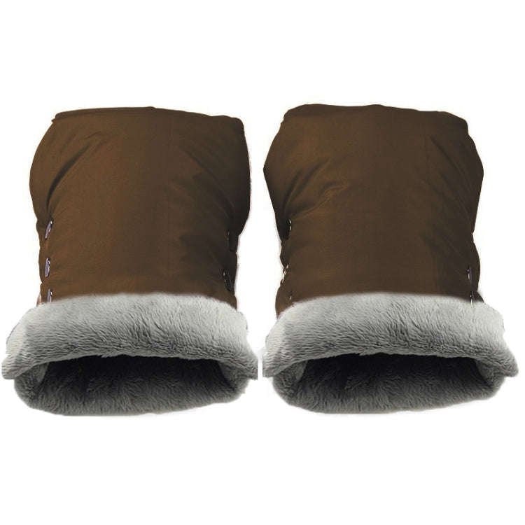 Baby Stroller Armrest Waterproof Warm Gloves(Coffee)