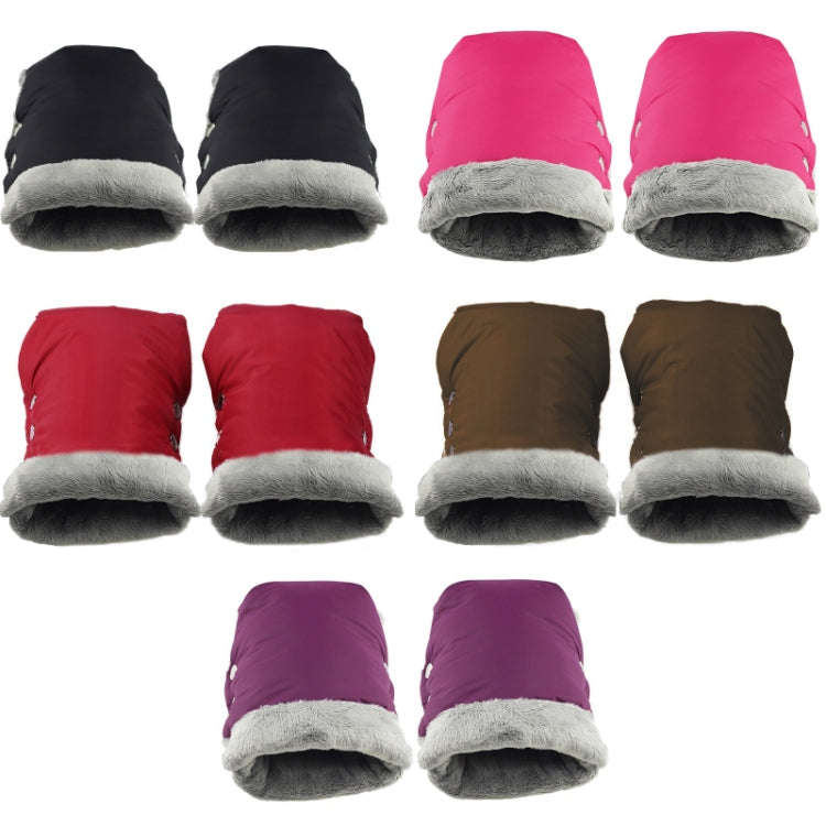 Baby Stroller Armrest Waterproof Warm Gloves(Pink)