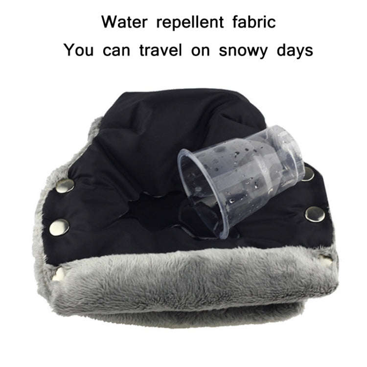 Baby Stroller Armrest Waterproof Warm Gloves(Coffee)