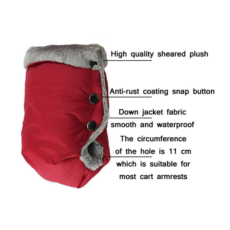 Baby Stroller Armrest Waterproof Warm Gloves(Pink)