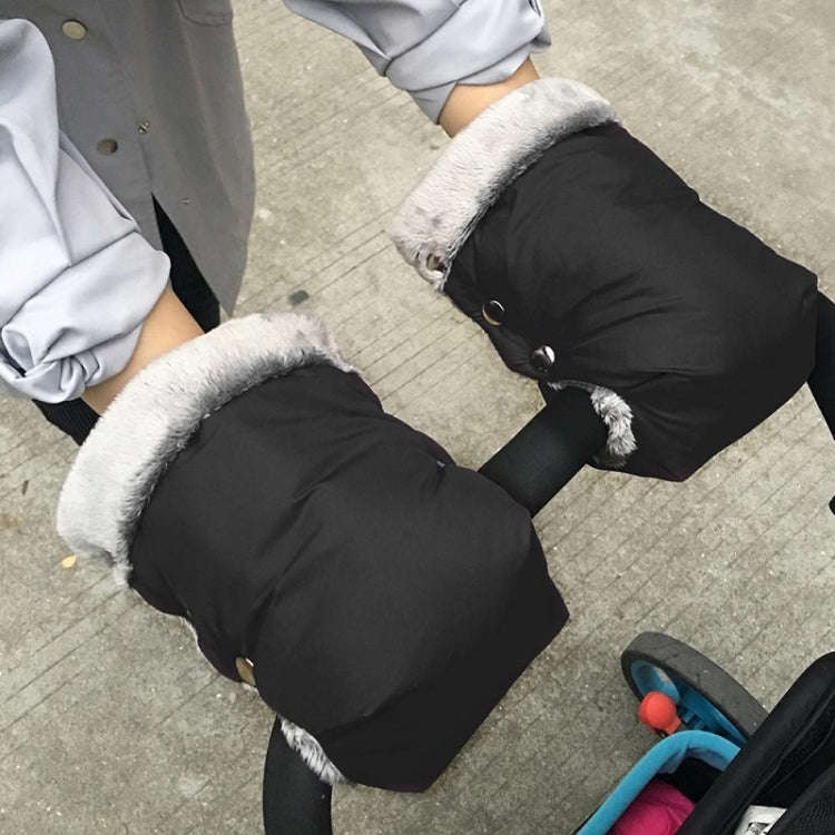 Baby Stroller Armrest Waterproof Warm Gloves(Pink)