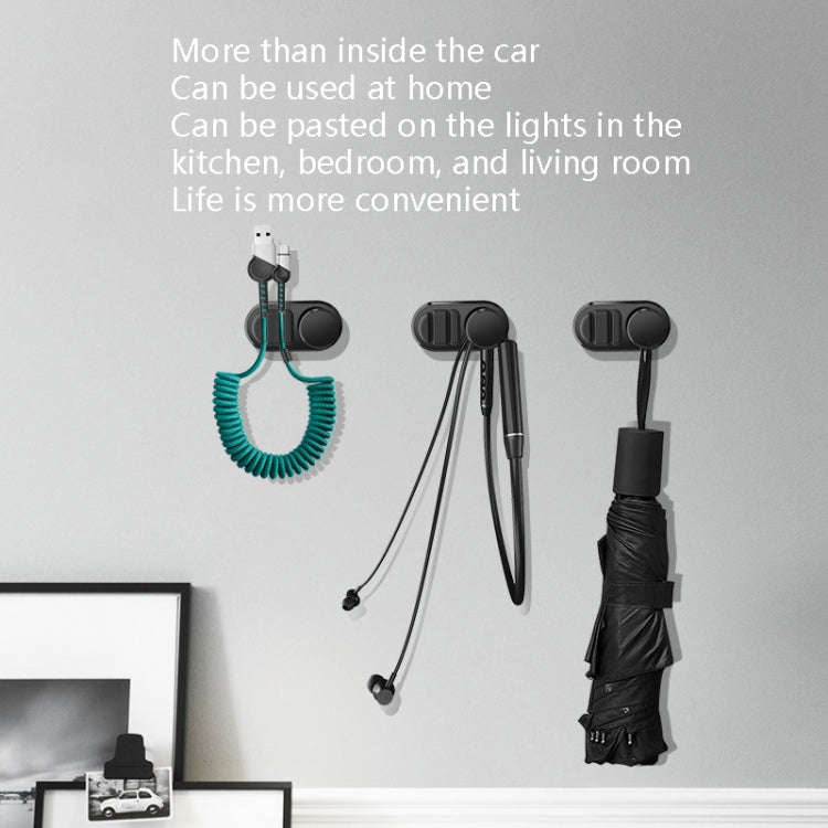 3 PCS Car Sticky Storage Data Cable Hook(Black)