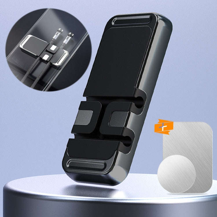S15 Magnetic Aluminum Alloy Bracket Data Cable Storage Sticker Car Phone Holder(Black)