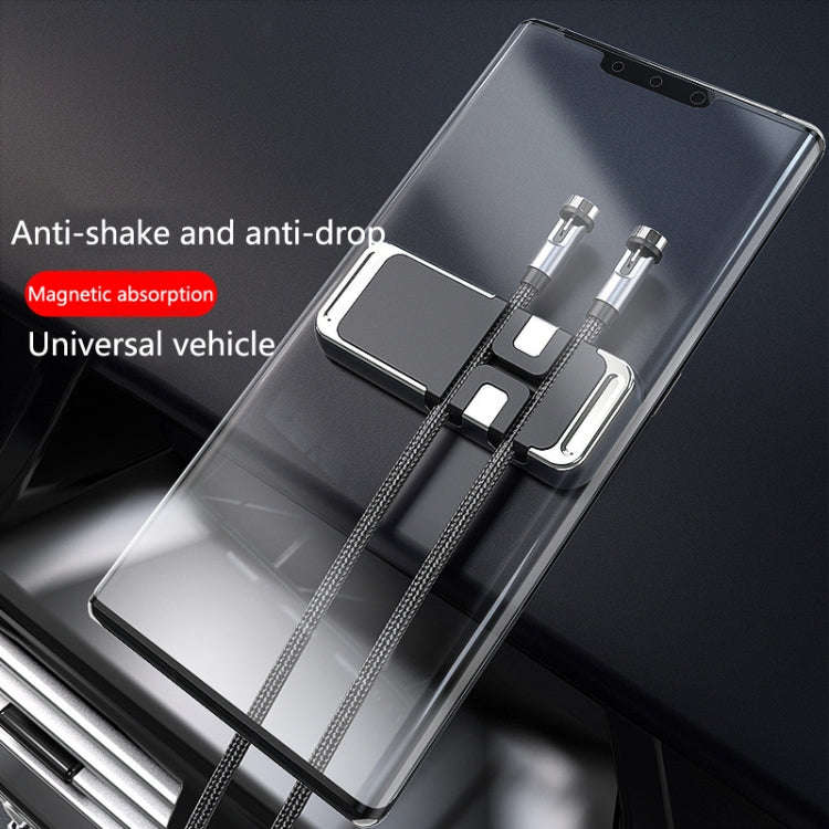 S15 Magnetic Aluminum Alloy Bracket Data Cable Storage Sticker Car Phone Holder(Black)