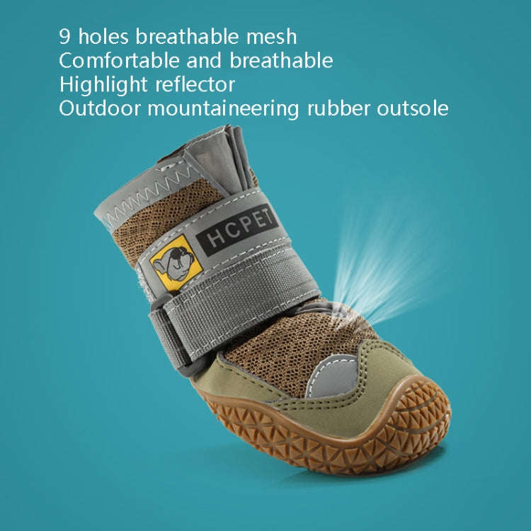 4 PCS / Set HCPET Dog Shoes Breathable Net Dog Shoes, Size: No.4 5.5cm(Gray)