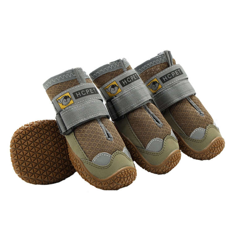4 PCS / Set HCPET Dog Shoes Breathable Net Dog Shoes, Size: No.7 7cm(Natural Yellow)