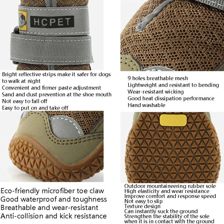 4 PCS / Set HCPET Dog Shoes Breathable Net Dog Shoes, Size: No.7 7cm(Natural Yellow)