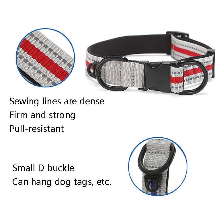 Dog Reflective Nylon Collar, Specification: S(Silver buckle orange)