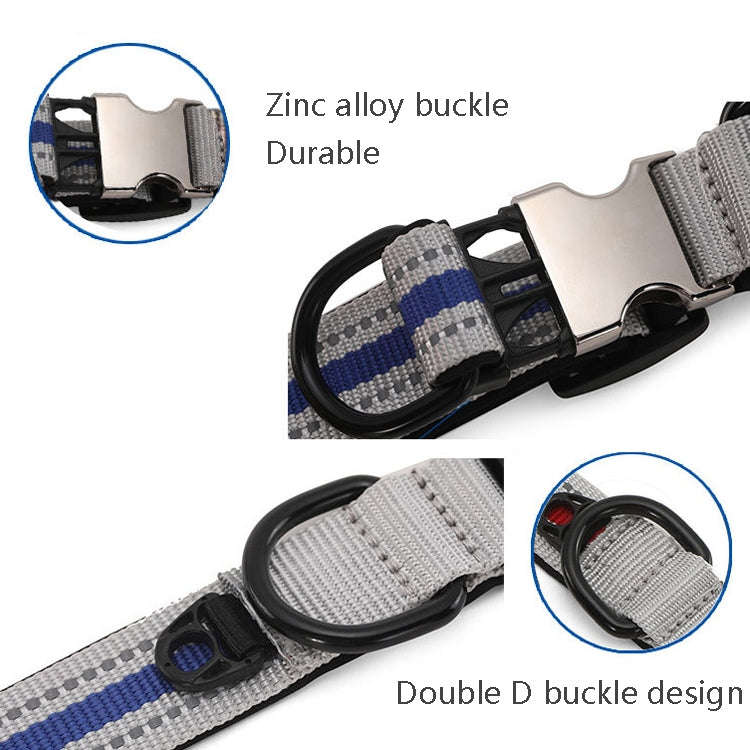 Dog Reflective Nylon Collar, Specification: S(Silver buckle orange)