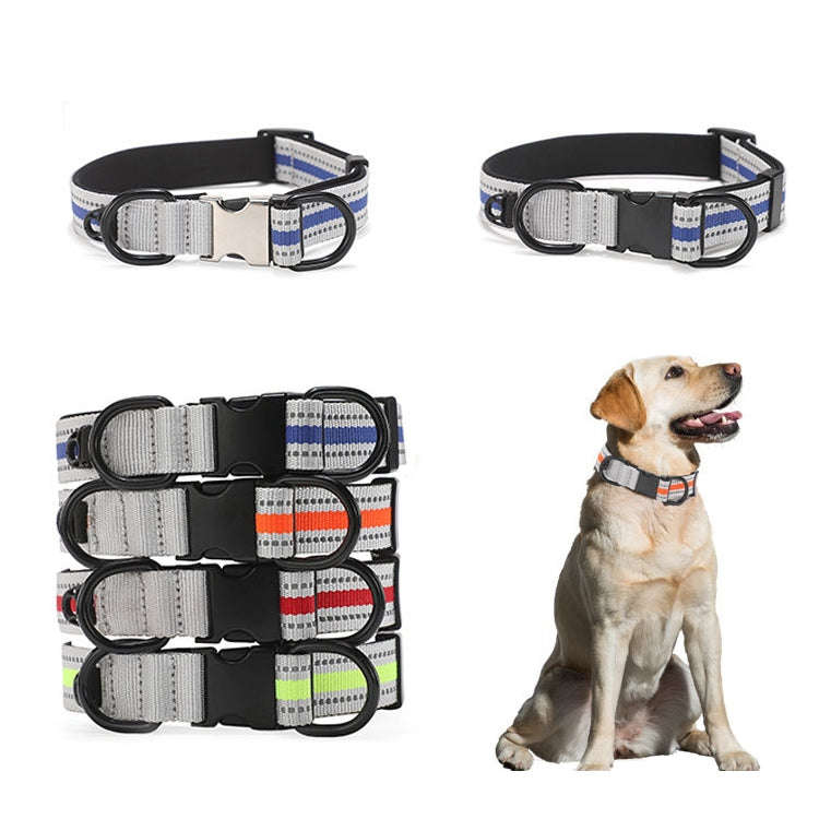 Dog Reflective Nylon Collar, Specification: S(Silver buckle orange)