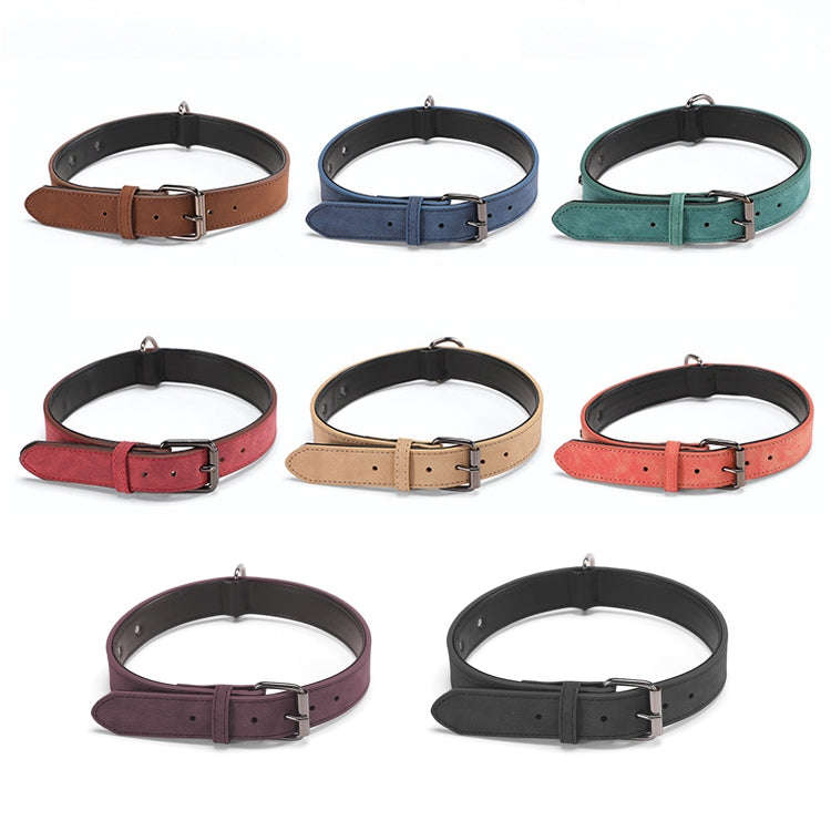 JINMAOHOU Dogs Double-Layer Leather Collar, Specification: S 39x2.2cm(Purple)