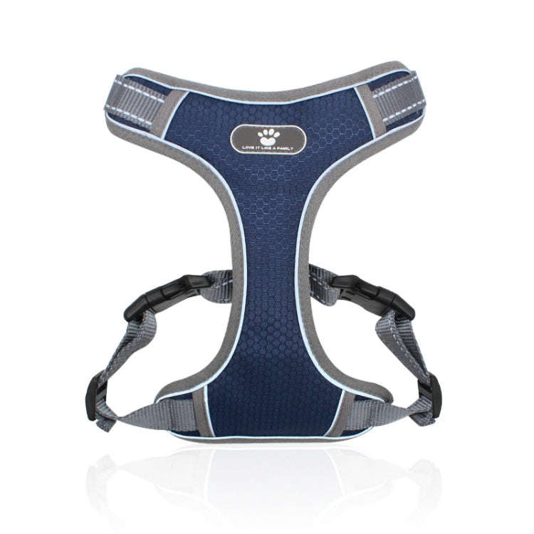 BL-852 Pet Traction Rope Mesh Breathable Dog Chest Straps XL(Deep Blue)