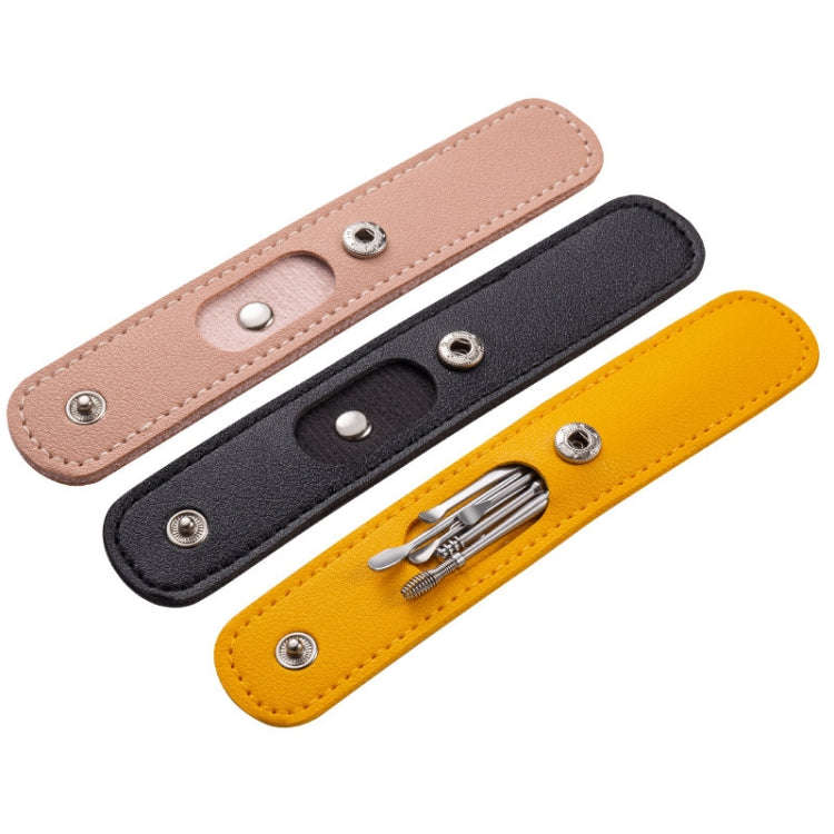 6 In 1 Stainless Steel Spring Spiral Portable Ear Pick, Specification: Pink Leather Case