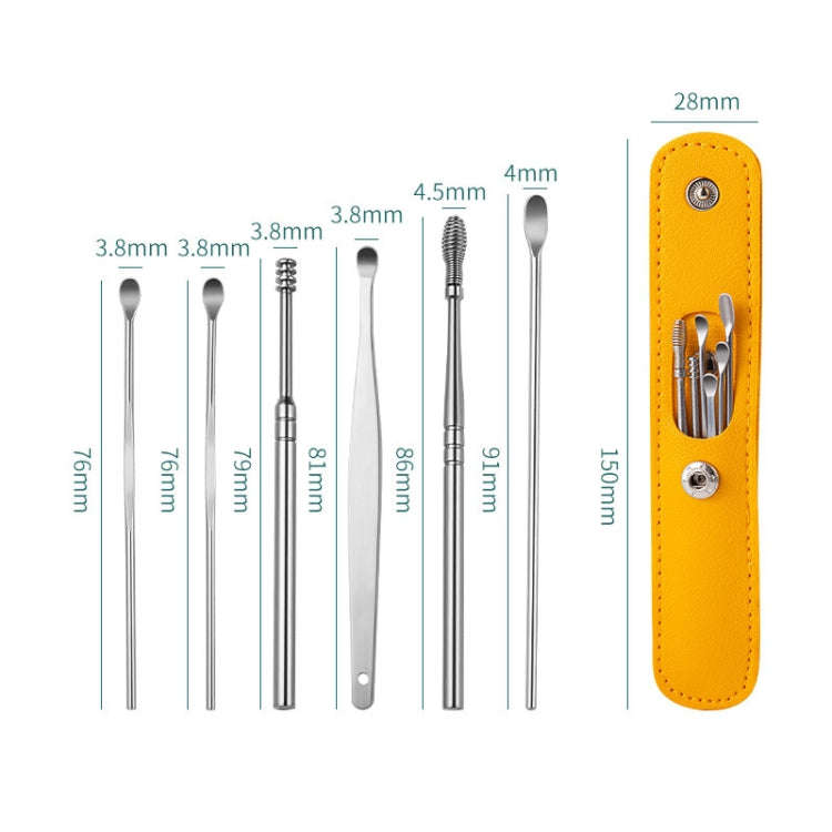 6 In 1 Stainless Steel Spring Spiral Portable Ear Pick, Specification: Blue