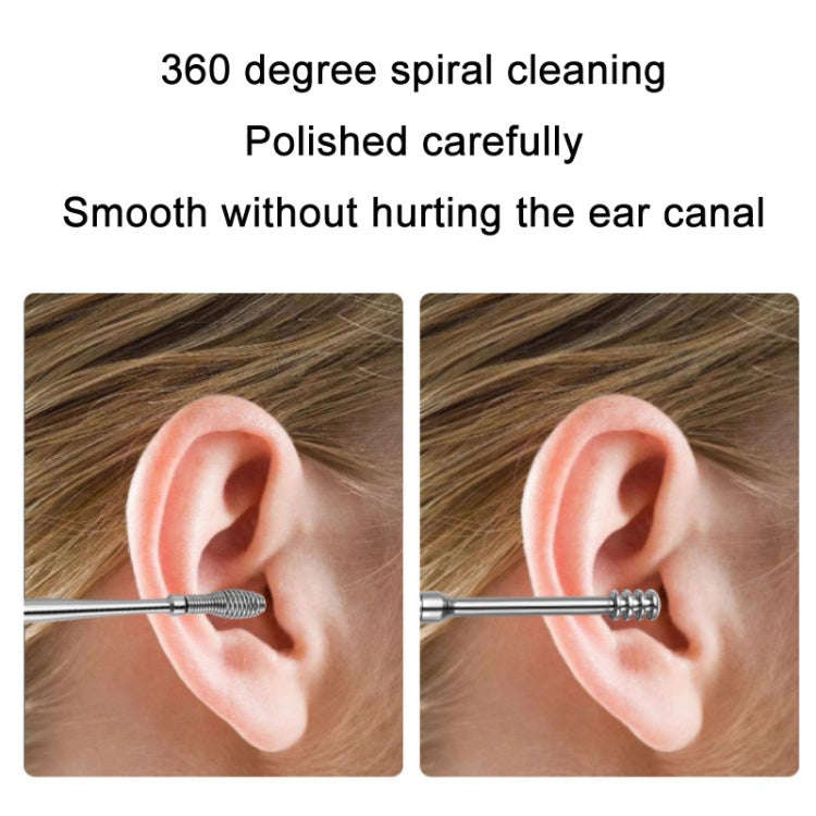 6 In 1 Stainless Steel Spring Spiral Portable Ear Pick, Specification: Blue