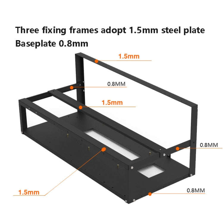 GR-8K605 Open Chassis 6 Card 8 Card Fixed Bracket(Black)