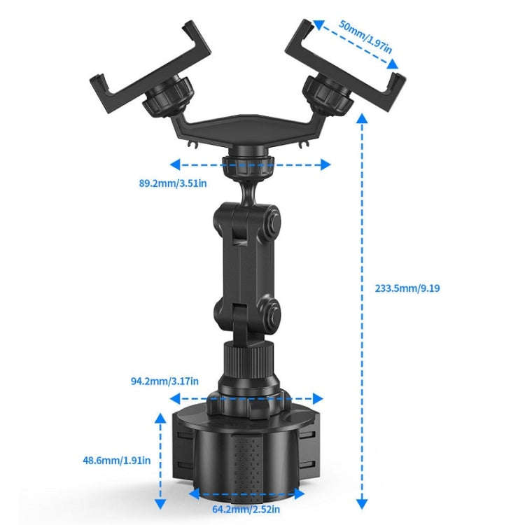 Double Chuck Rotary Multifunctional Cup Holder Mobile Phone Holder(Cup T1)