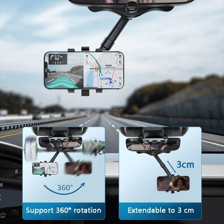 ZJ099 360 Degree Rotating Car Rearview Mirror Phone Holder(Classic Black)