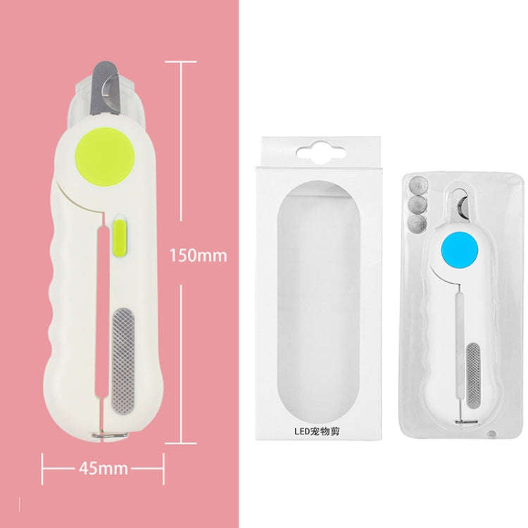 Pet Nail Clippers Nail Polisher, Style: With Lamp Type (Blue)