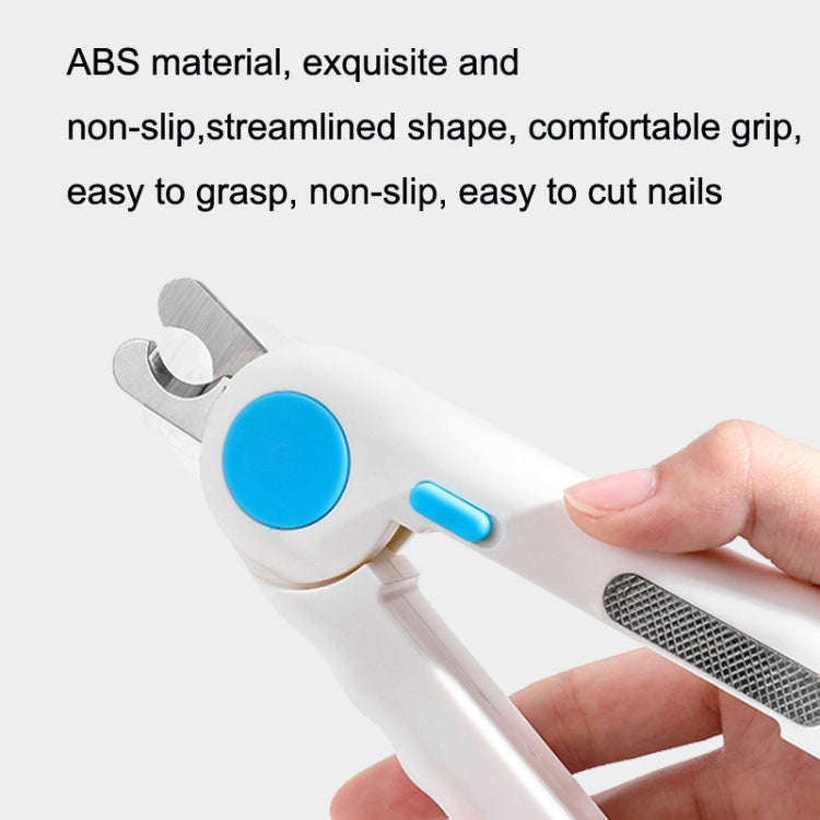 Pet Nail Clippers Nail Polisher, Style: With Lamp Type (Blue)
