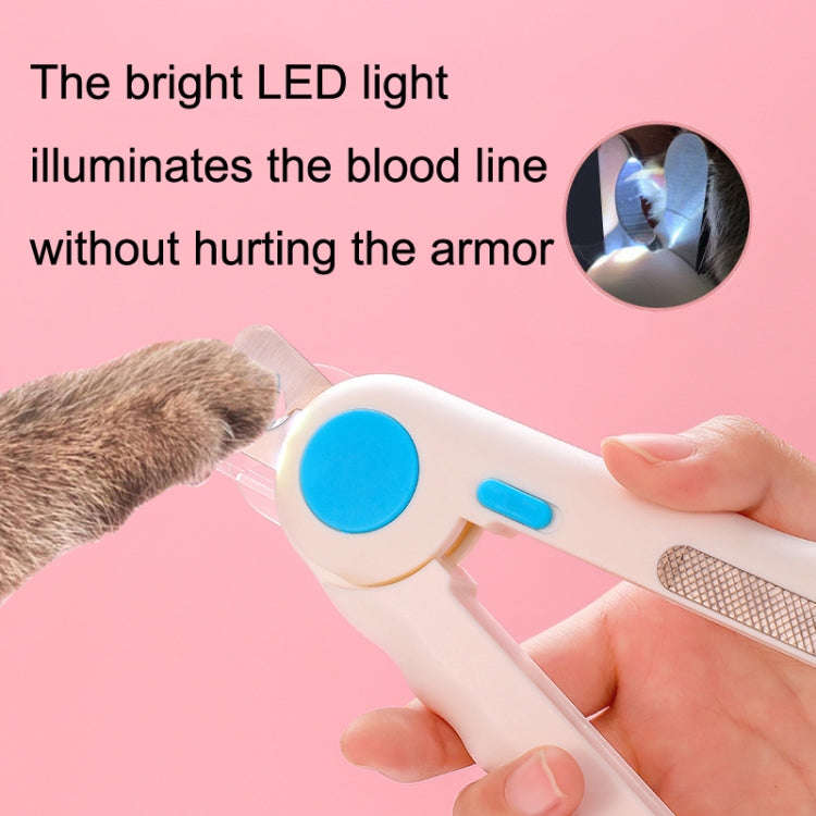 Pet Nail Clippers Nail Polisher, Style: With Lamp Type (Blue)