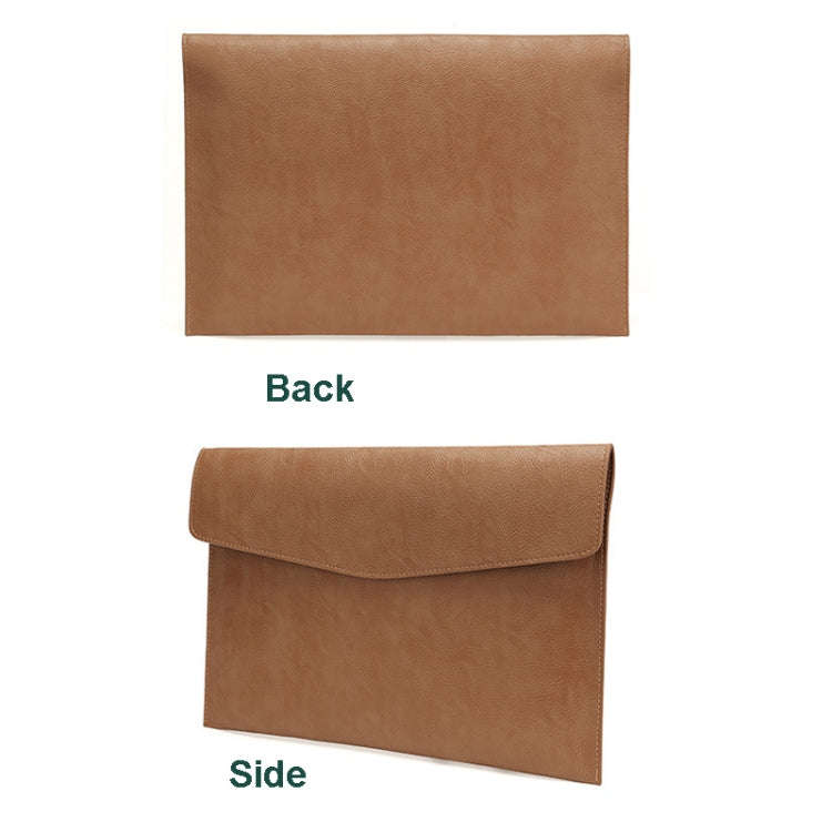 PU Leather Litchi Pattern Sleeve Case For 13.3 Inch Laptop, Style: Single Bag (Light Brown)